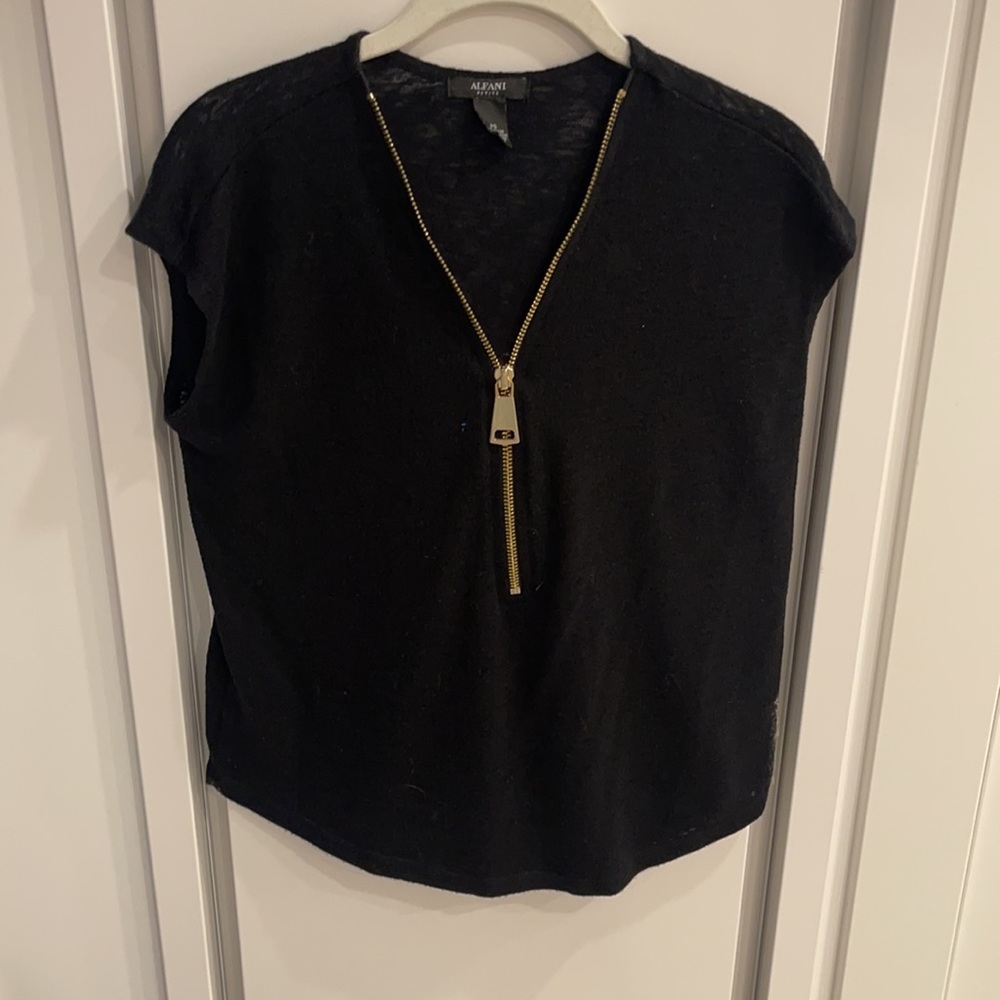 Black blouse with gold zipper